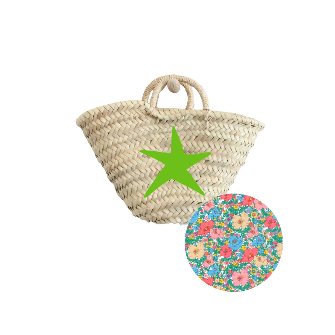 Breck & Grier for Fête Papier Straw Baskets in Green Star | Fete Papier