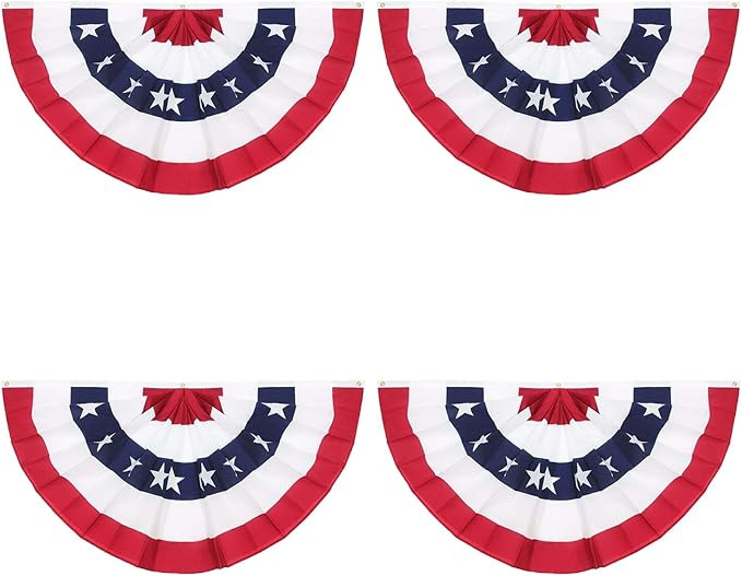 American Pleated Fan Flag, 3 x 1.5 Ft USA Patriotic Half Fan Bunting, Indoor Outdoor 4th of July ... | Amazon (US)