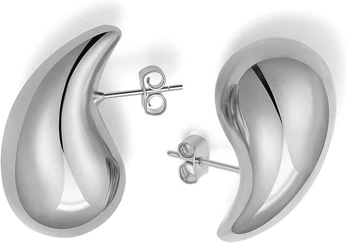 Chunky Gold Hoop Earrings for Women, Lightweight Teardrop Hoops Earrings with 18K Real Gold Plate... | Amazon (US)