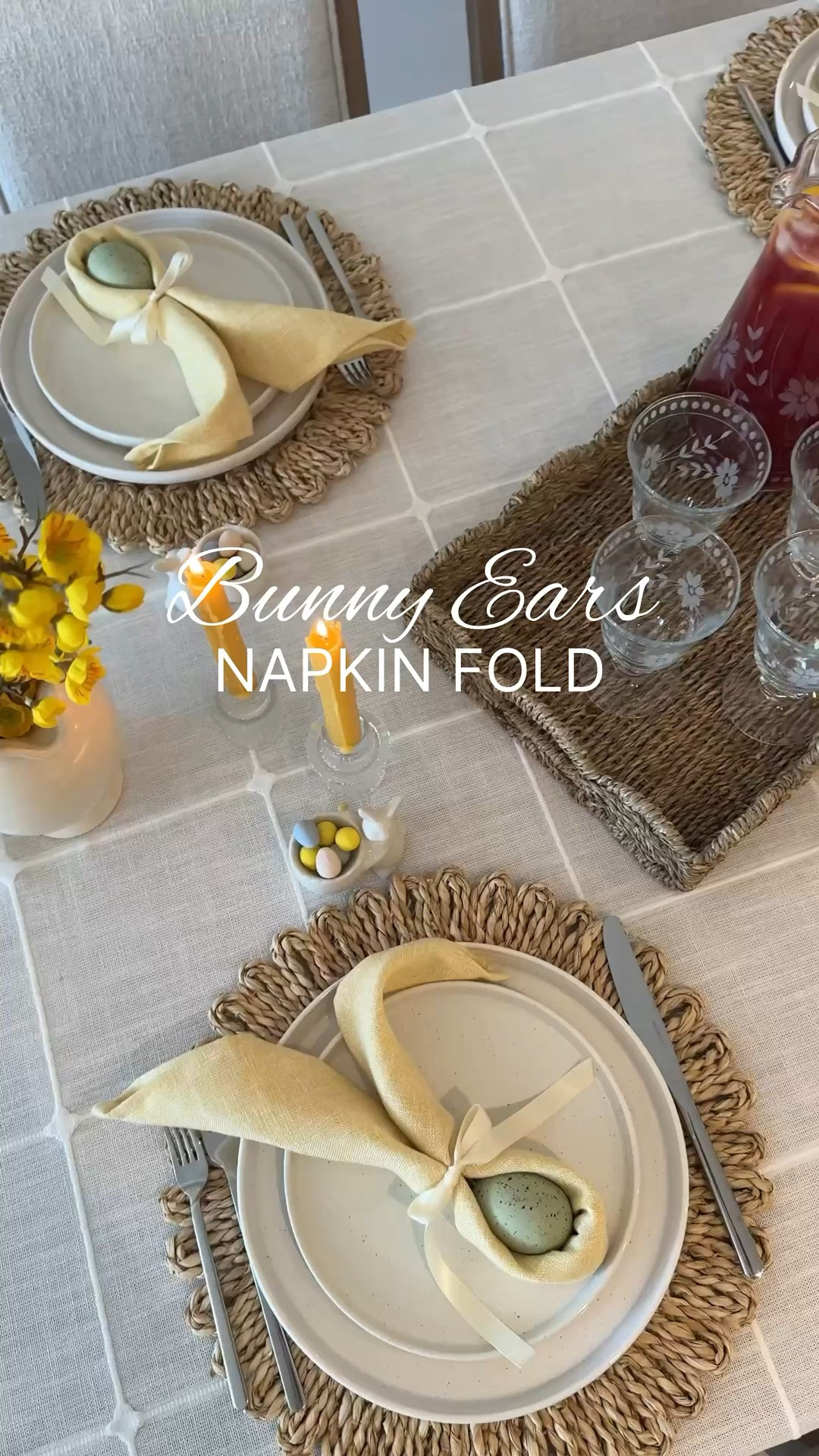 An easy napkin fold for Easter 🐰

#bunnyears #napkinfold #napkinfolding #napkinfoldingtutorial #bunnynapkin 

#LTKSeasonal #LTKHome