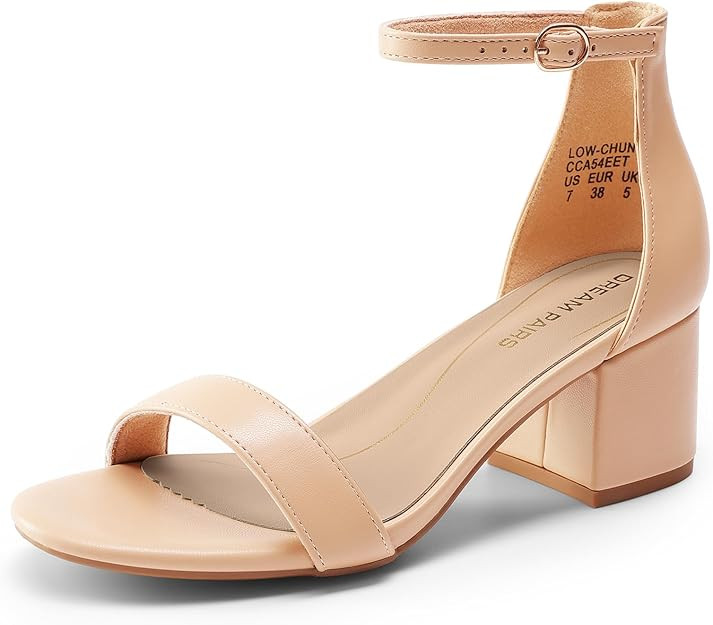 DREAM PAIRS Womens Low-Chunk Low Heel Pump Sandal | Amazon (US)