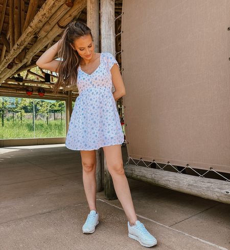 Cutest romper that looks like a dress, has pockets, can be worn off-the-shoulder, has hidden shorts, and comes in four different colors. Wearing size XS. Cute for Mother’s Day!🤍 Under $50  

Hollister & Co summer outfit spring outfit vacation look mom style reeboks classic sneakers blue and white design

#LTKGiftGuide #LTKunder50