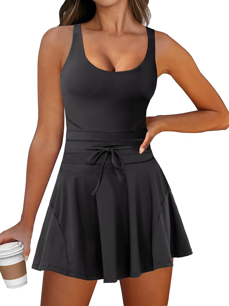 Caracilia Women's Tennis Mini Dresses Workout Built in Shorts Golf Athletic Sleeveless One Piece ... | Amazon (US)