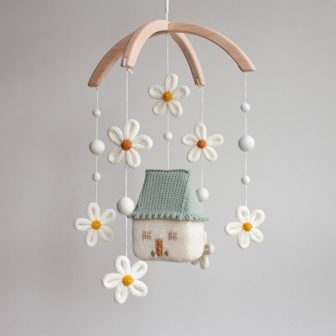 Baby Mobile Daisy Cottage - Sage Green Nursery Decor - Floral Fairytale Cot Mobile - Cottagecore ... | Etsy (US)