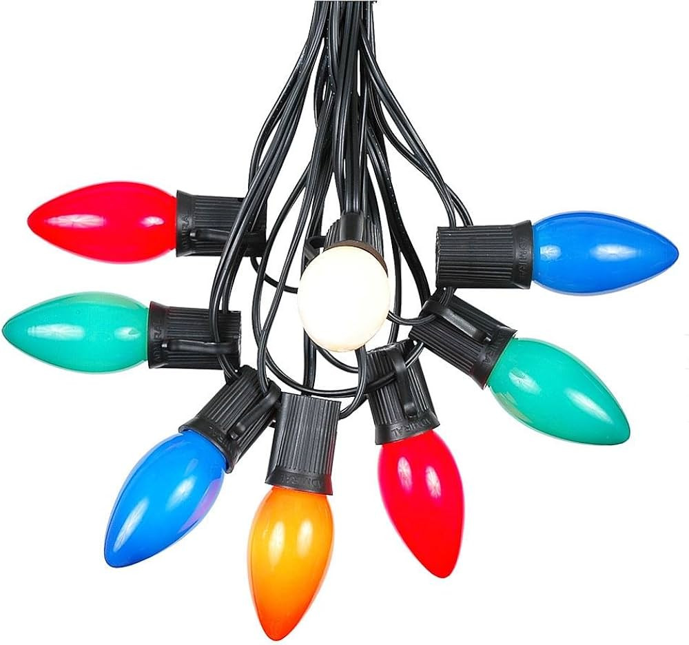 25 Foot C9 Multi Ceramic Christmas String Light Set - Outdoor Christmas Light String - – Opaque... | Amazon (US)