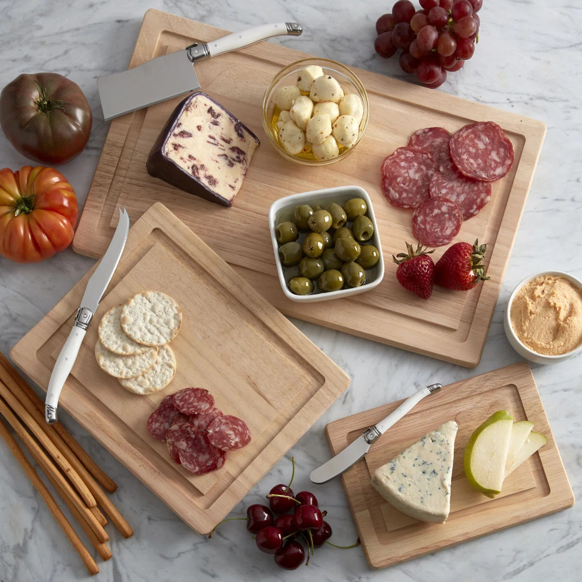 Farberware Rubberwood Cutting Board Set with Juice Grooved and Finger Grips, 3-Piece | Wayfair North America