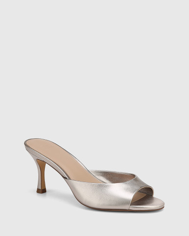 Oshea Pewter Metallic Leather Stiletto Heel Sandal | Wittner
