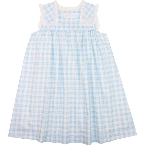 Blue And White Plaid Eyelet Dress | Cecil and Lou