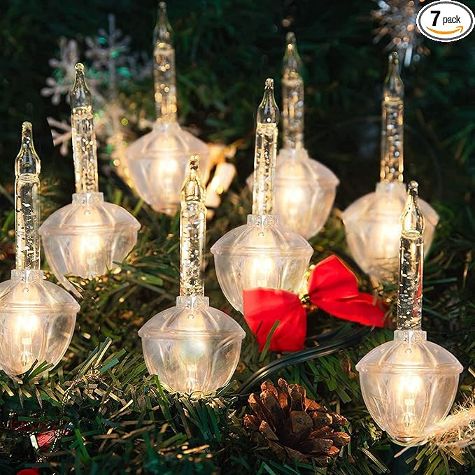 GOOTHY Silver Bubble Lights Set,11Ft Vintage Christmas Bubble String Lights, 8 Clear Bulbs with S... | Amazon (US)