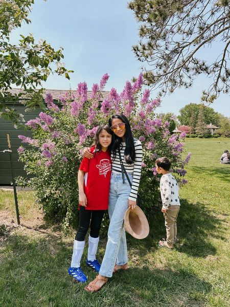 soccer mom outfit 😉. stripe sweater and straight leg jeans. linking similar sandals from the same brand. mine was purchased about 7 yrs ago and no longer available online. #casualoutfit #springoutfit

#LTKStyleTip