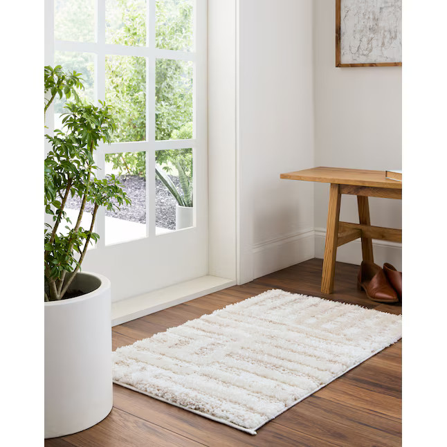 Origin 21 Alabaster Stone 2 x 3 (ft) Loomed Neutral Rectangular Indoor Geometric Industrial Pet F... | Lowe's