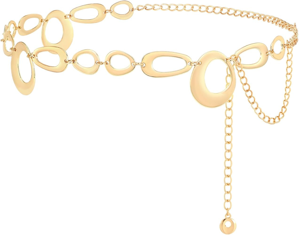 SANSTHS Chain Belts for Women Fashion Gold/Silver Chains Belt for Dresses Clunky Link Ladies Belt | Amazon (US)