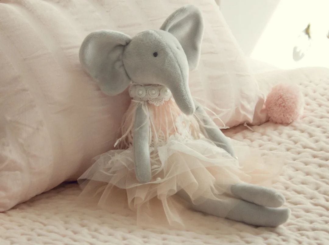 Daisy the Elephant Handmade Plush Stuffed Animal Doll Pink - Etsy | Etsy (US)