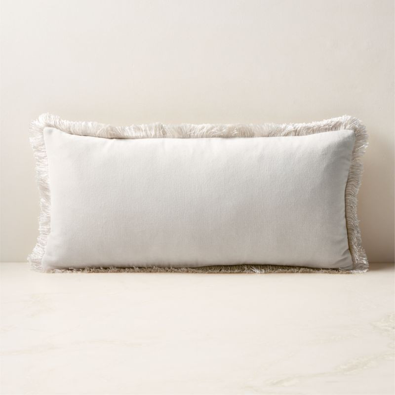 Bettie Warm White Velvet Lumbar Pillow with Feather-Down Insert 23''x11'' + Reviews | CB2 | CB2
