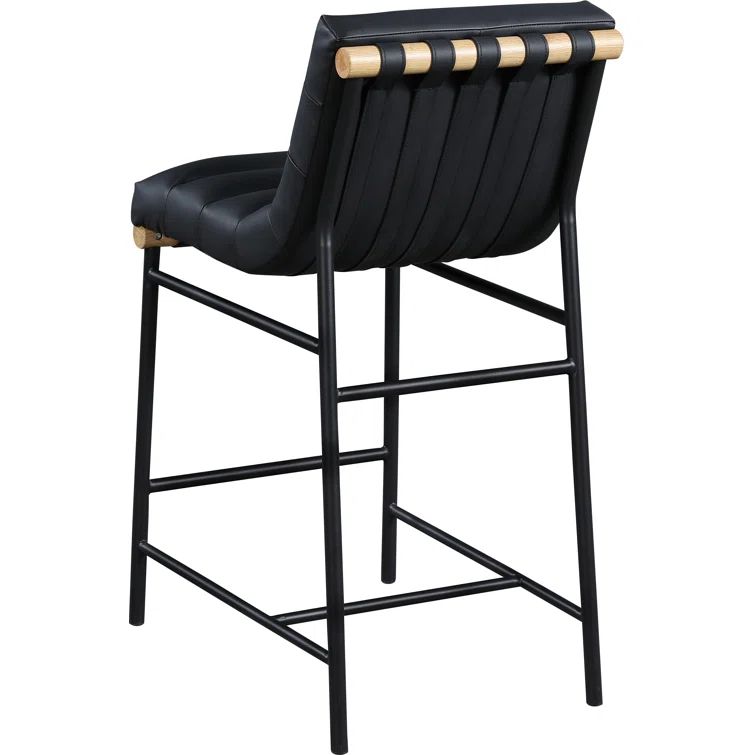 Burke Black Faux Leather Counter Stool, Set Of 2 | Wayfair Professional