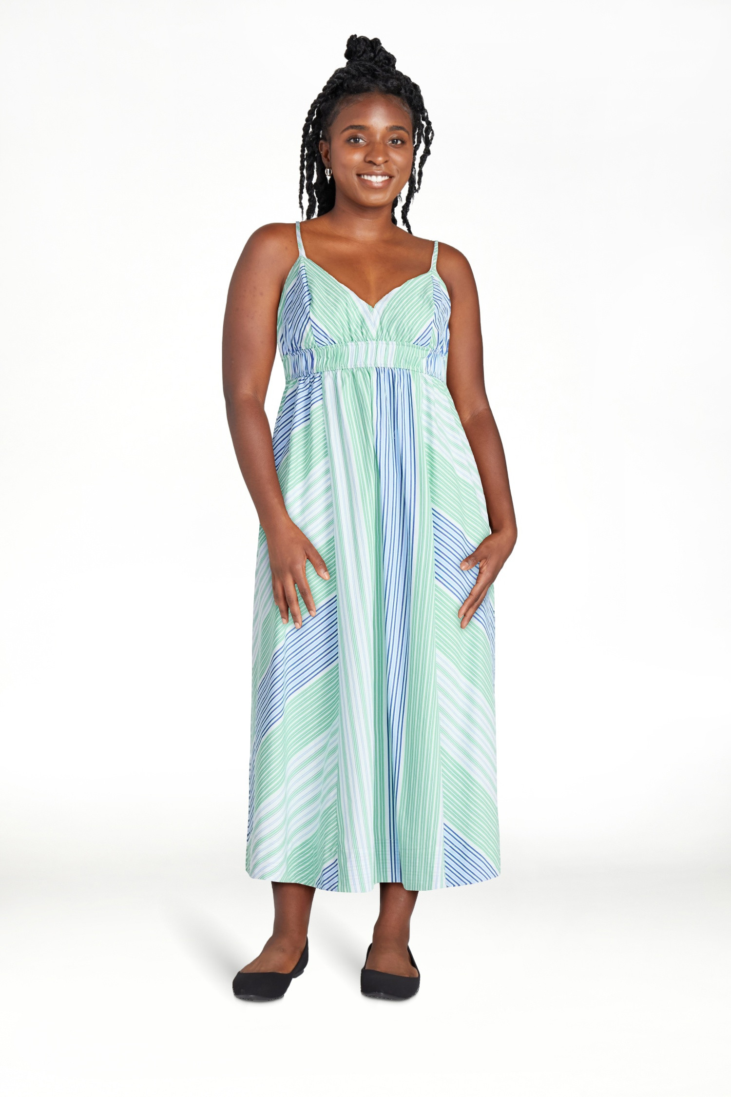 Free Assembly Women's and Women's Plus Striped Cotton Maxi Dress, with Cut Out Back, Sizes XS-4X | Walmart (US)