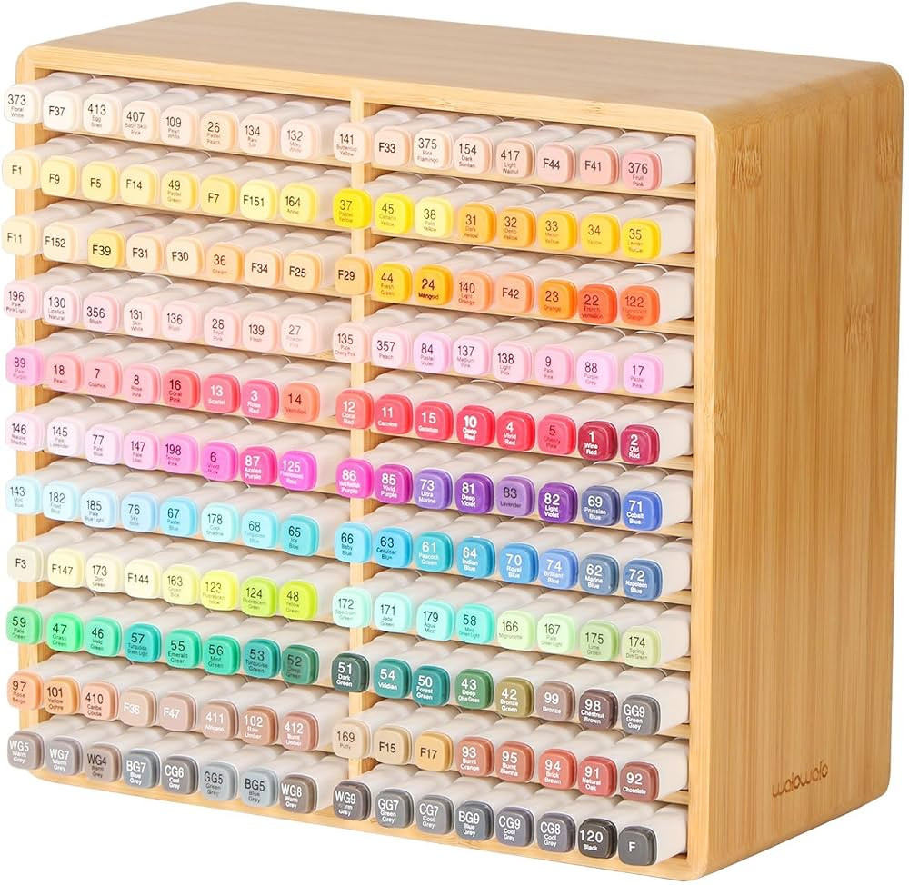 walowalo Marker Organizer Hold 176 Markers, Mothers Day Gifts Bamboo Marker Holder Art Supply Pen... | Amazon (US)