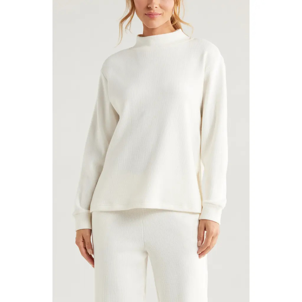 Zella Cozy Waffle Knit Tunic in Ivory Egret at Nordstrom Rack, Size Medium | Nordstrom Rack
