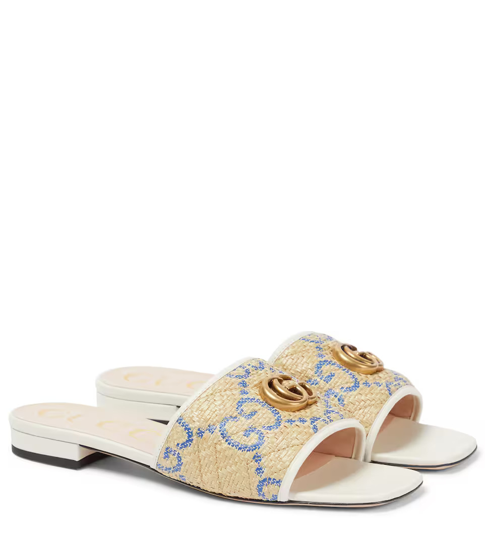 GG raffia-effect slides | Mytheresa (US/CA)