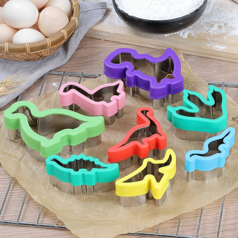 Dinosaur Cookie Cutters Set - Stainless Steel Shaped Cookie Candy Food Cutters Molds for DIY, Kit... | Amazon (US)