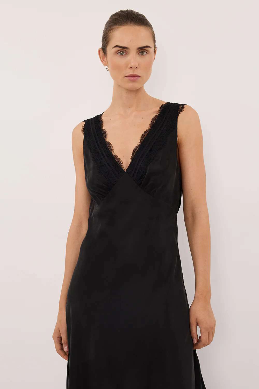 ANDREA BLACK CUPRO MIDI DRESS | DISSH