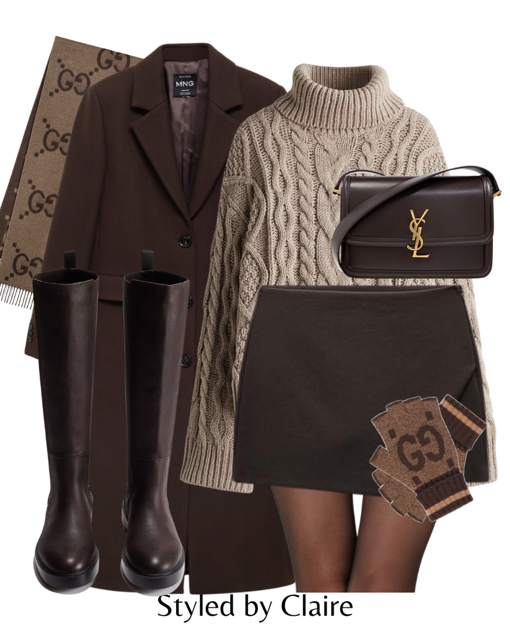 Mocha mousse tones🍫
Tags: chocolate brown wool maxi coat mango cable knit turtleneck jumper sweater jersey skort skirt knee high boots Gucci scarf YSL bag fashion winter inspo outfit ideas casual city break Parisian chic women’s style neutral trending H&M

#LTKstyletip #LTKwinter #LTKshoes