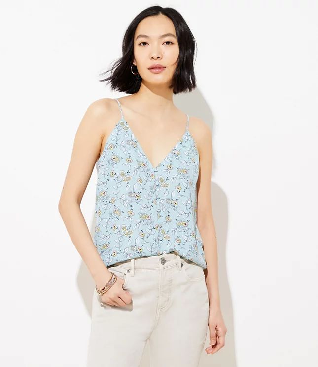 Floral Covered Button Strappy Cami | LOFT