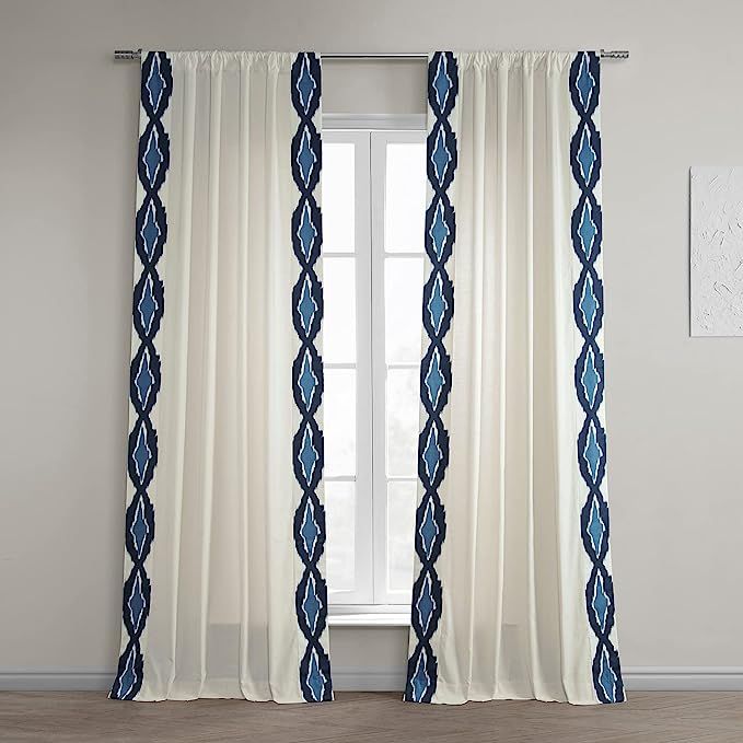 HPD Half Price Drapes Bordered Solid Cotton Curtains for Bedroom & Living Room 50 X 96, DTCC-SB22... | Amazon (US)