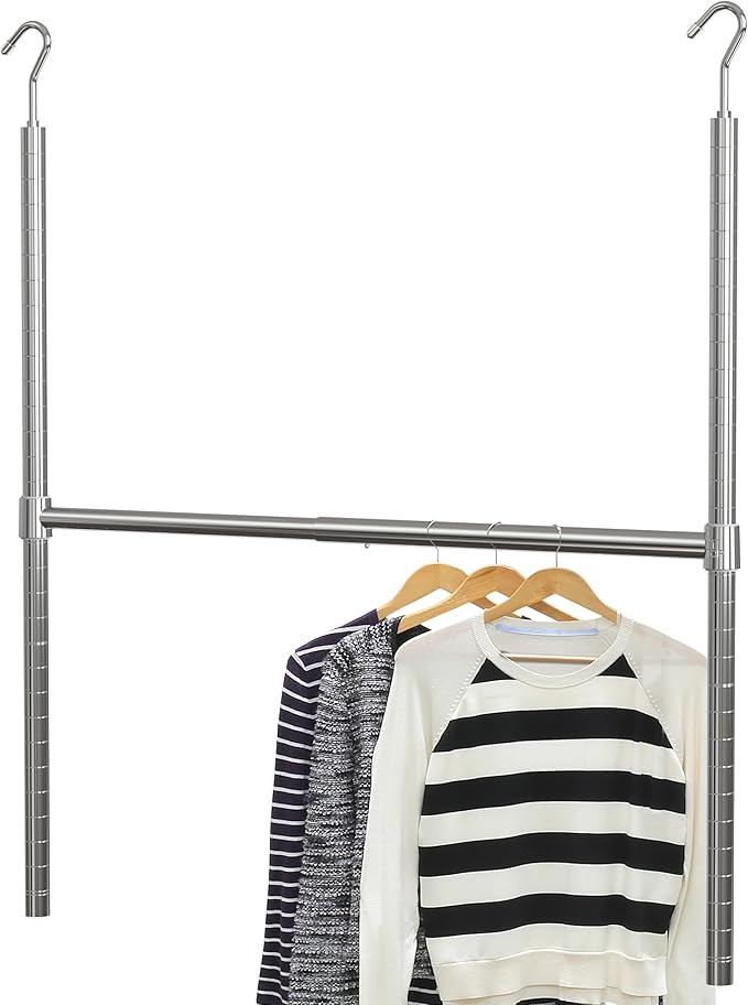Simple Houseware Adjustable Closet Hanging Rod, Chrome | Amazon (US)