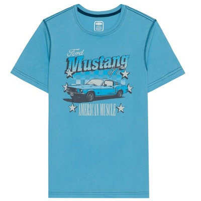 Men's Ford Mustang GT American Muscle Short Sleeve Graphic T-Shirt - Carolina Blue - XL | Target