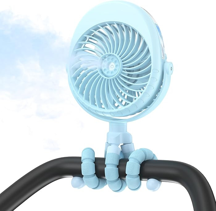 2026 Upgraded Misting Baby Stroller Fan Rechargeable, Flexible Tripod Clip for Car Seat Crib, Bab... | Amazon (US)