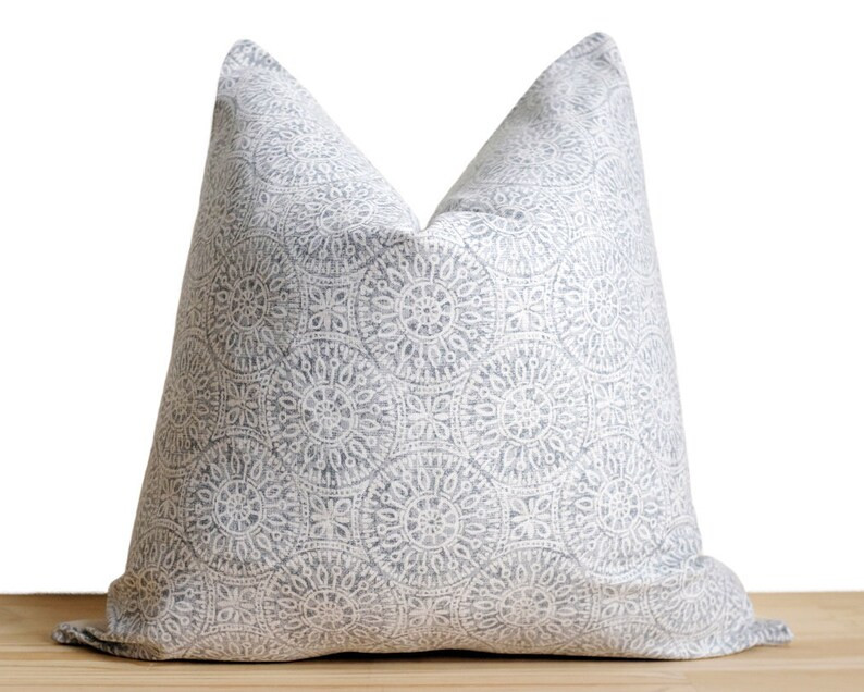 Tashi | Batik Style Pillow Cover | Ash and Off White | Etsy (US)