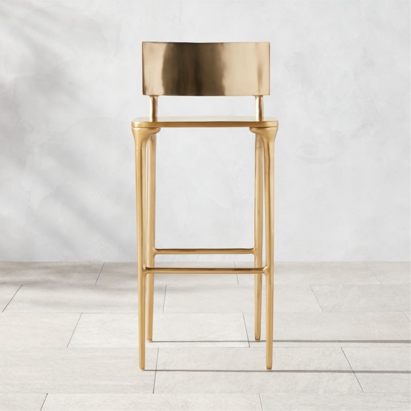 Oro Modern Gold Metal Outdoor Bar Stool + Reviews | CB2 | CB2