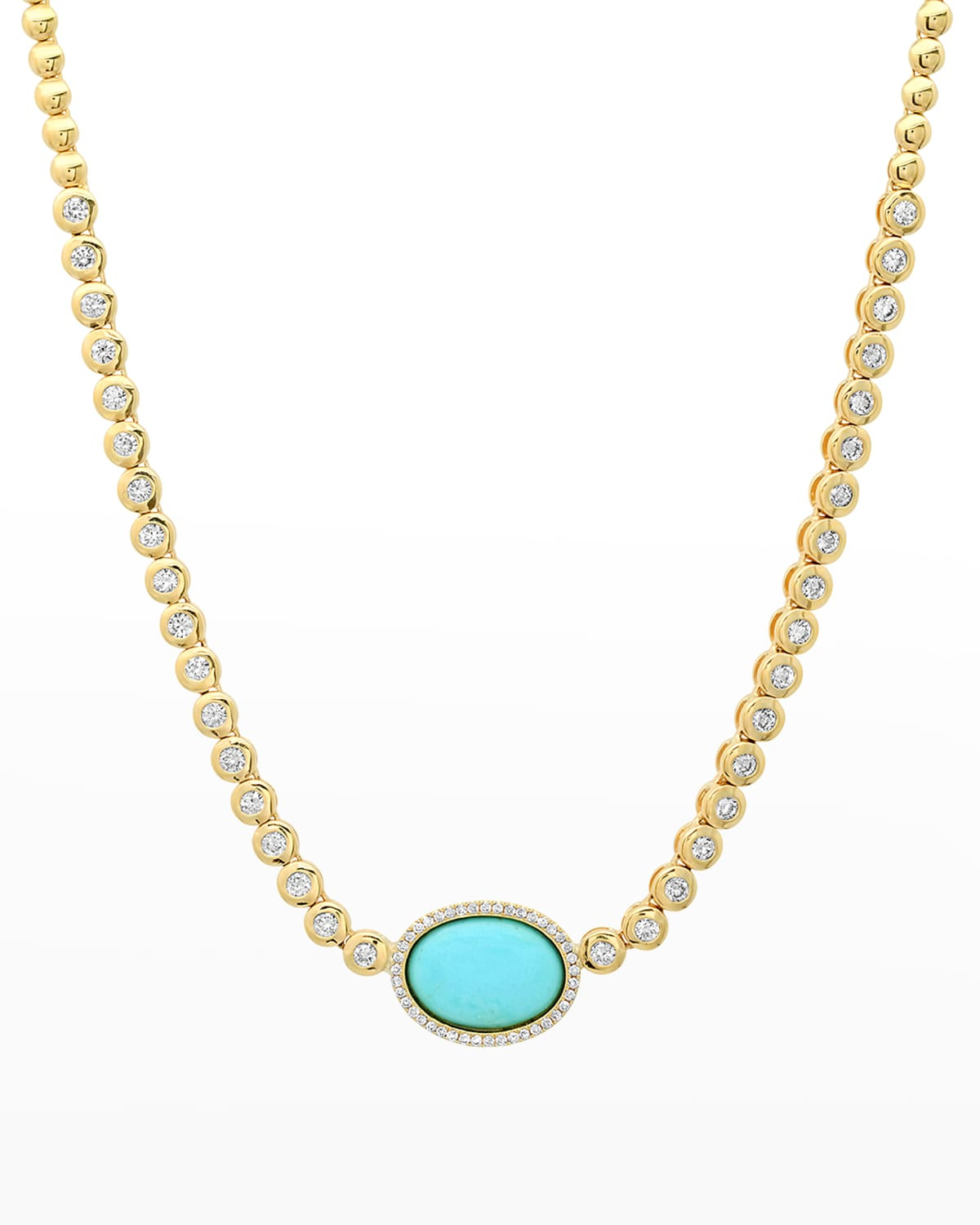 Yellow Gold Diamond Bezel Turquoise Accent Necklace | Neiman Marcus