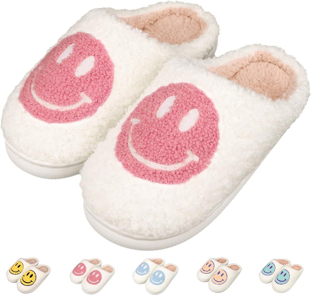 ZICKYO Kids Slippers Boys Girls Cute Happy Face House Slippers Warm Soft Plush Non-Slip Indoor Ou... | Amazon (US)