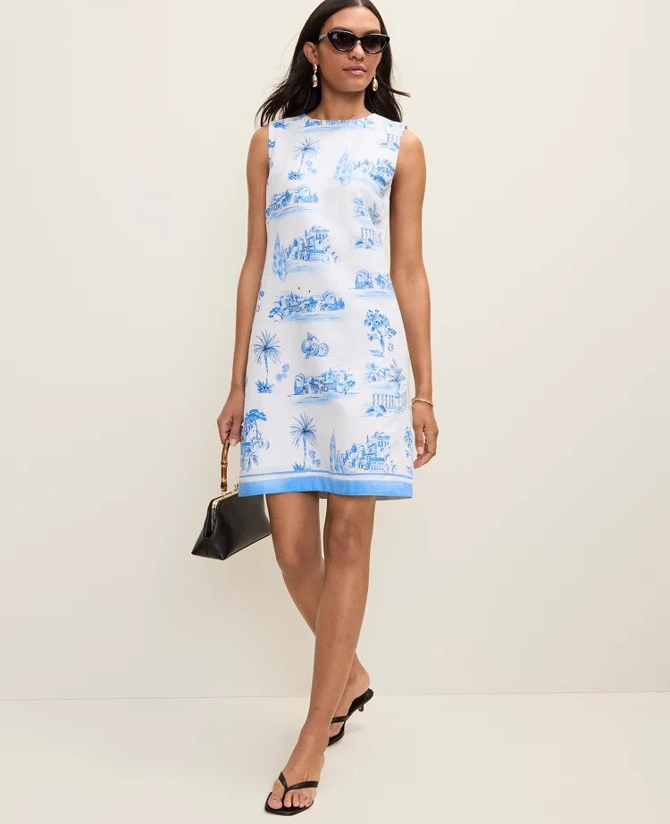 Weekend Toile Shift Dress in Linen Blend | Ann Taylor