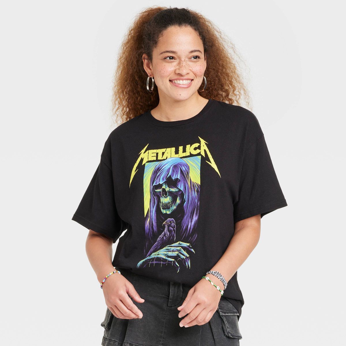 Women's Metallica Oversized Short Sleeve Graphic T-Shirt - Black | Target