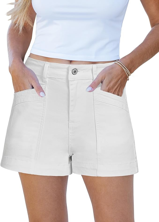 luvamia Jean Shorts for Women High Waisted Stretchy Denim Jorts Trendy Casual Distressed Cut Off ... | Amazon (US)