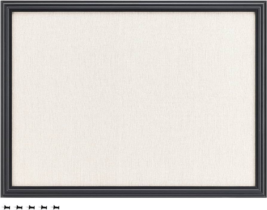 Navaris Framed Linen Bulletin Board - 17 x 23 inches Fabric Jewelry Organizer Pinboard for Wall M... | Amazon (US)
