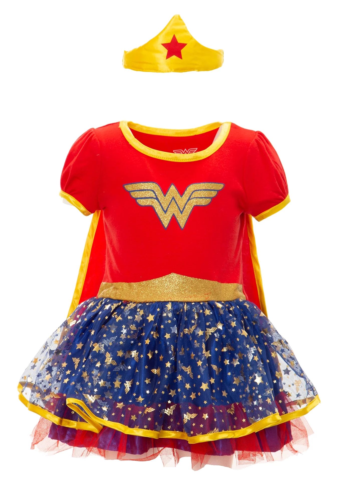 DC Comics Wonder Woman Toddler Girls Fancy Dress Costume with Gold Tiara & Cape Red, 4 Years | Walmart (US)