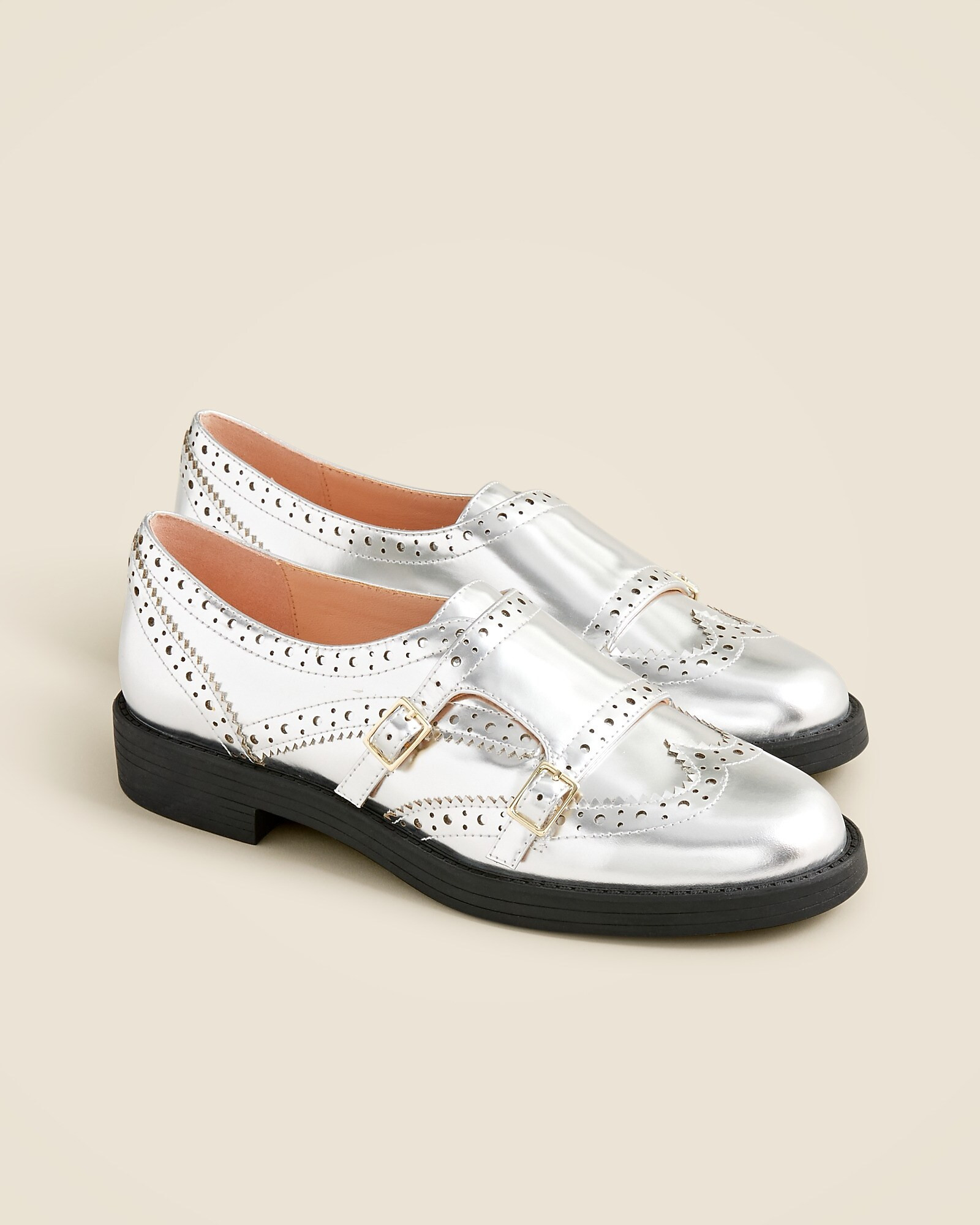 Monk-strap shoes in metallic leather | J. Crew US
