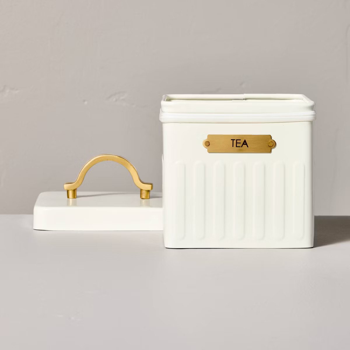 Metal Tea Tin Cream/Brass - Hearth & Hand™ with Magnolia | Target