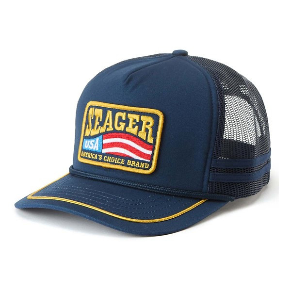 Men's Seager Co. America's Choice Trucker Snapback Hat One Size Navy | Scheels