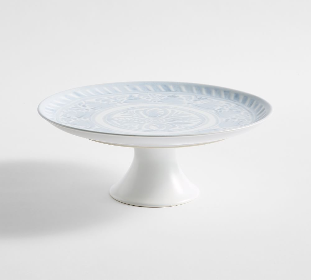 Chambray Tile Stoneware Cake Stand | Pottery Barn (US)