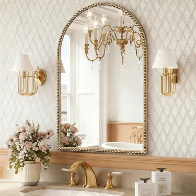 Arch Vintage Decorative Wall Mirror with Beaded Frame | Wayfair North America