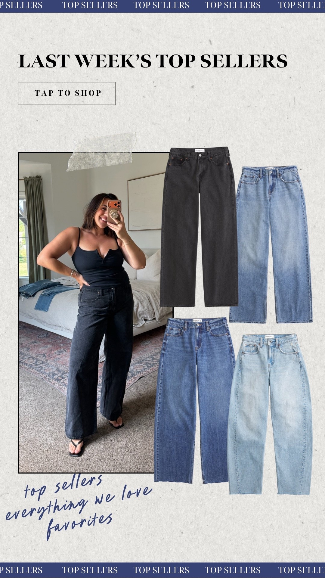 This weeks top sellers! Abercrombie denim sale, stack code DENIMAF for extra 15% off! 
Low rise ultra loose size 30R 
High rise barrel size 30R

#LTKSaleAlert #LTKSeasonal #LTKMidsize