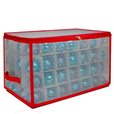 Northlight Transparent Zip Up Christmas Storage Box - 20.5" - Holds 112 Ornaments - Red and Clear | Target