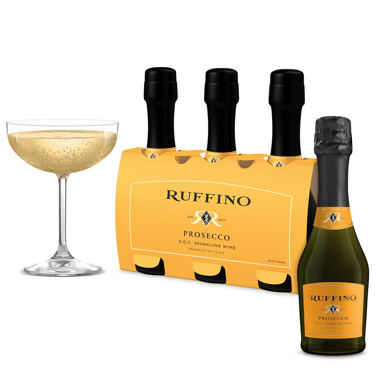 Ruffino Prosecco DOC Italian White Sparkling Wine - 3pk/187ml Mini Bottles | Target