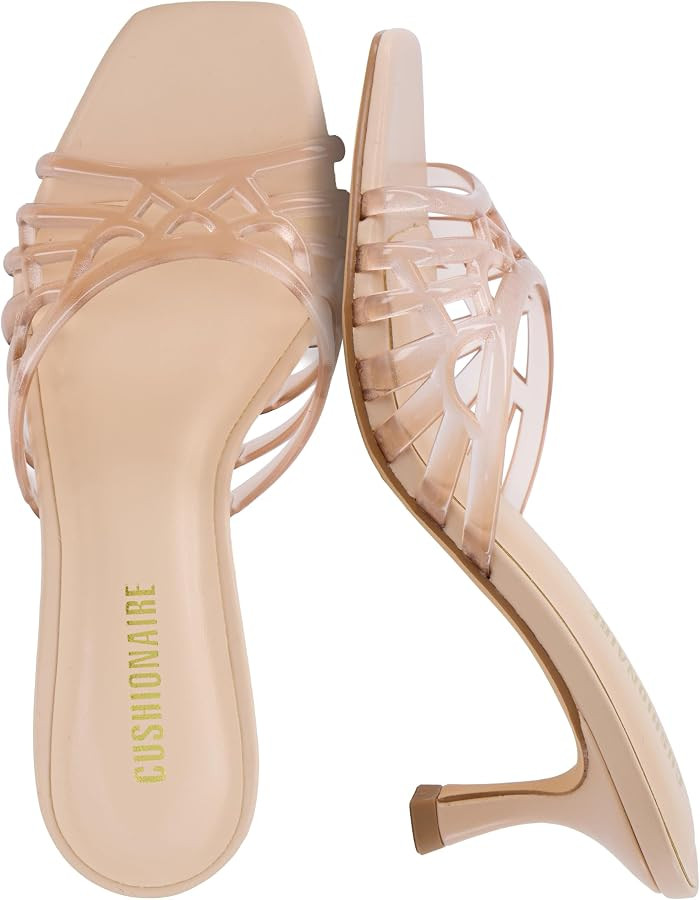 CUSHIONAIRE Naty Jelly Kitten Heels for Women, Chic Slip-On Mule Design with Modern Open Square Toe Womens Heels | Amazon (US)