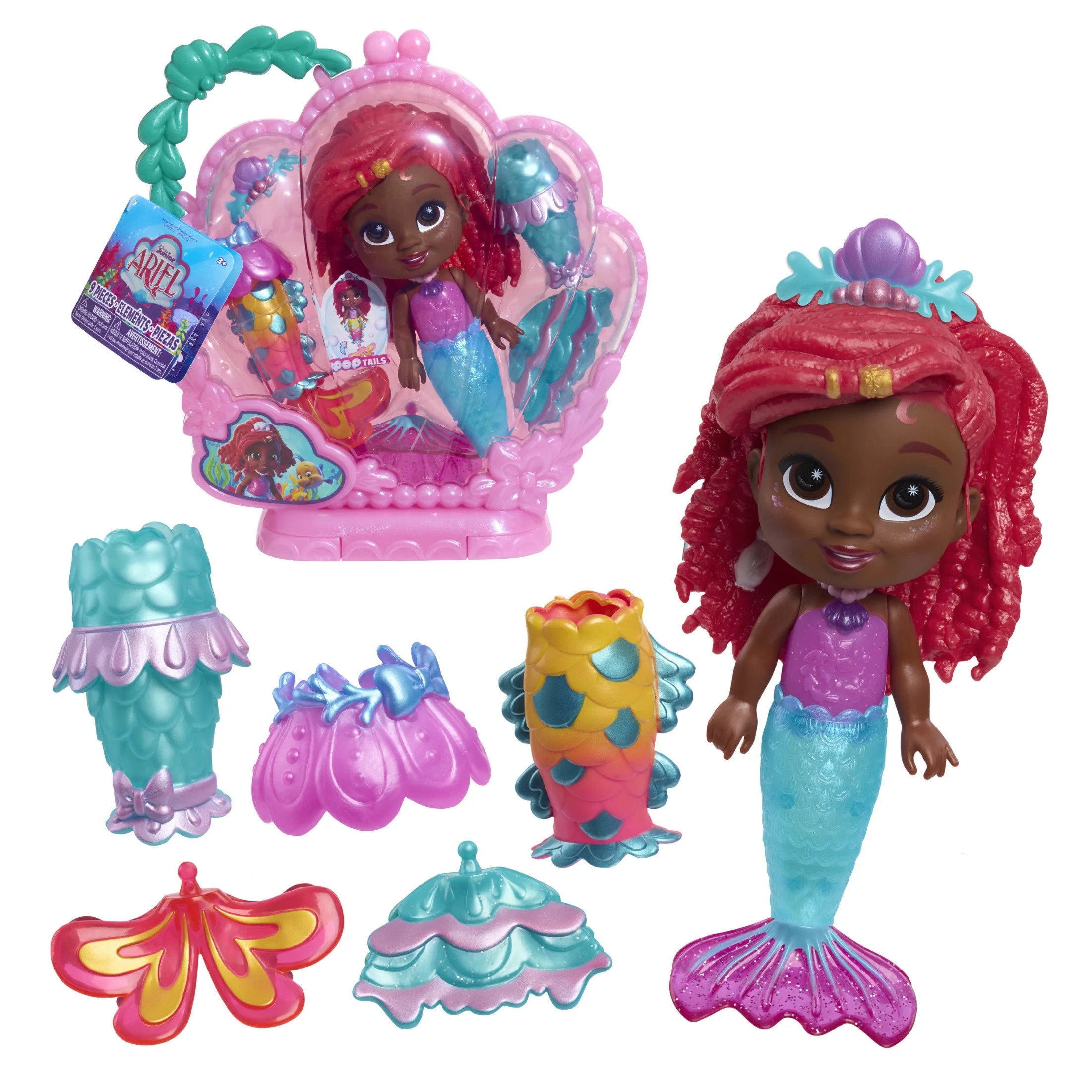 Disney Junior Pop Tails Ariel 7-inch Doll and Accessories, 9-pieces Baby and Toddler Toys | Walmart (US)